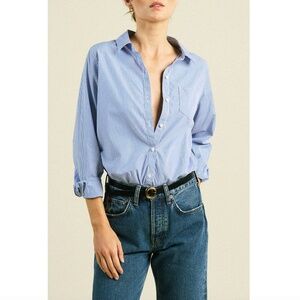 Trovata Grace Classic Shirt in Blue White Stripe
